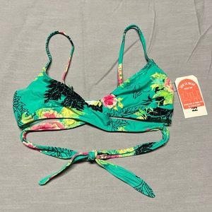 NWT Billabong Jade Floral Wrap Swimwear Top